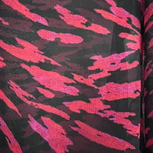 Allison Joy For Evereve XL Red Black Ruffle Blouse Long Sleeve Sheer Top - Picture 3 of 9